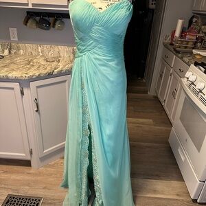 La Femme Strapless Turquoise Dress